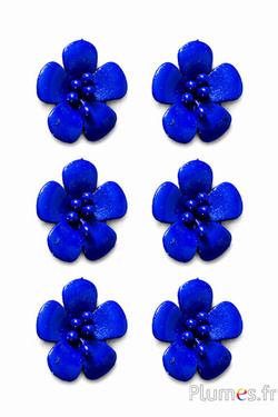 Leren bloem - Ø 2 cm - blauw